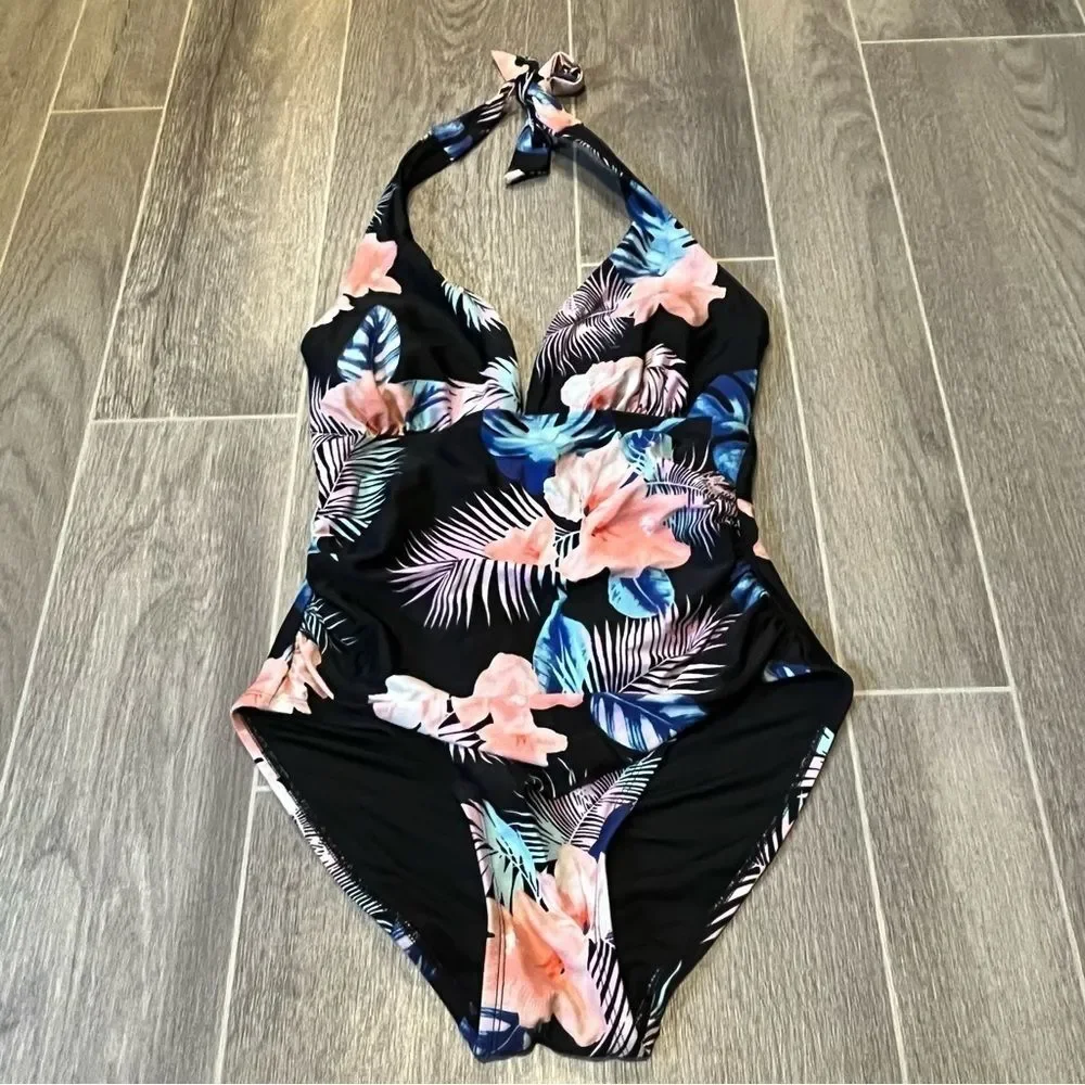 DKNY Tropical Print One Piece Swimsuit - Picture 2 of 7